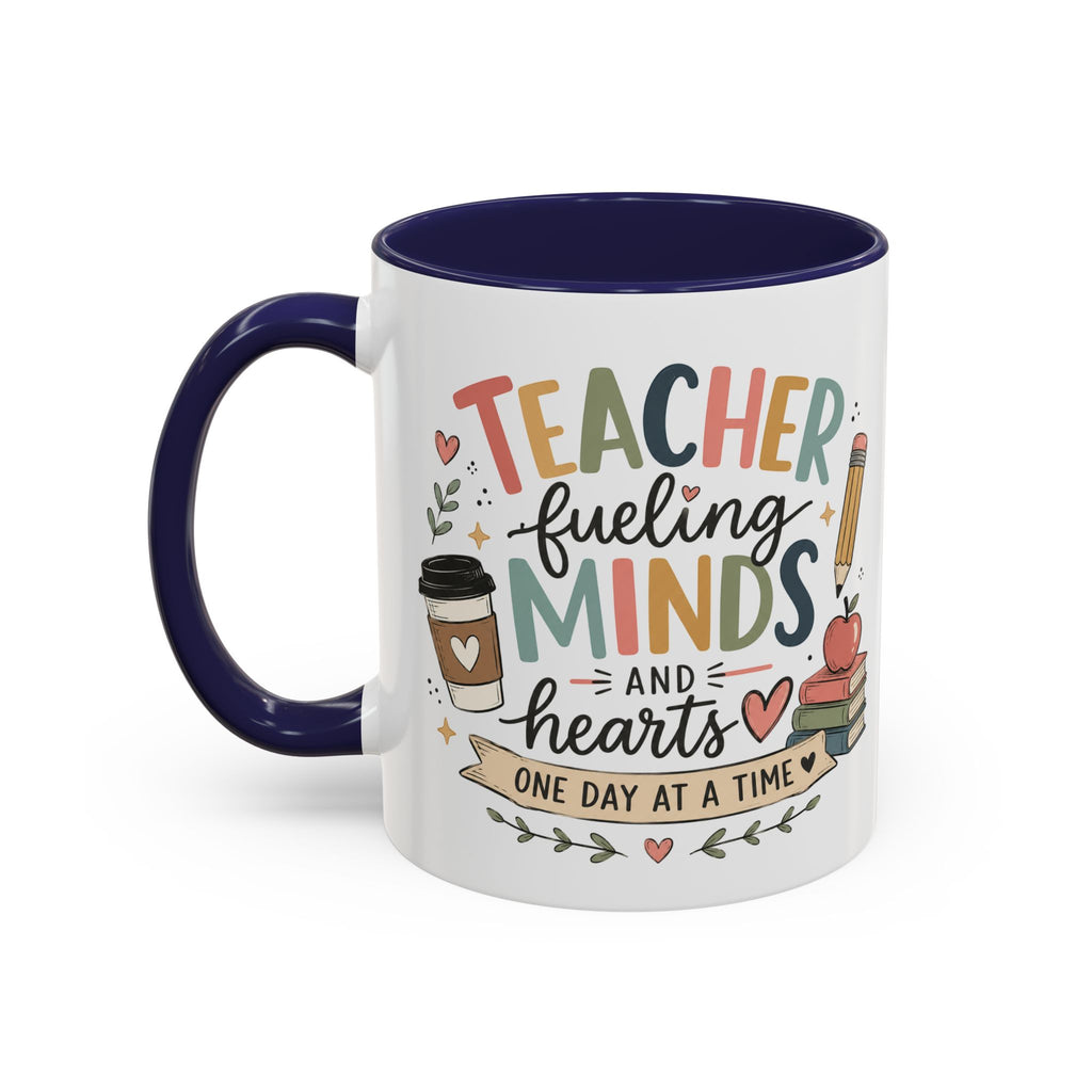 Teacher Fueling Minds & Hearts Mug | Color Accent Ceramic Mug