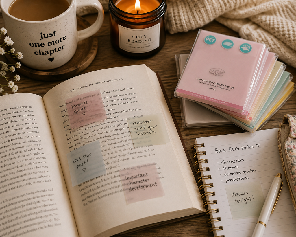 Transparent PET Sticky Notes for Book Annotation | Waterproof Reading Notes, Clear Page Markers & Study Memo Pad