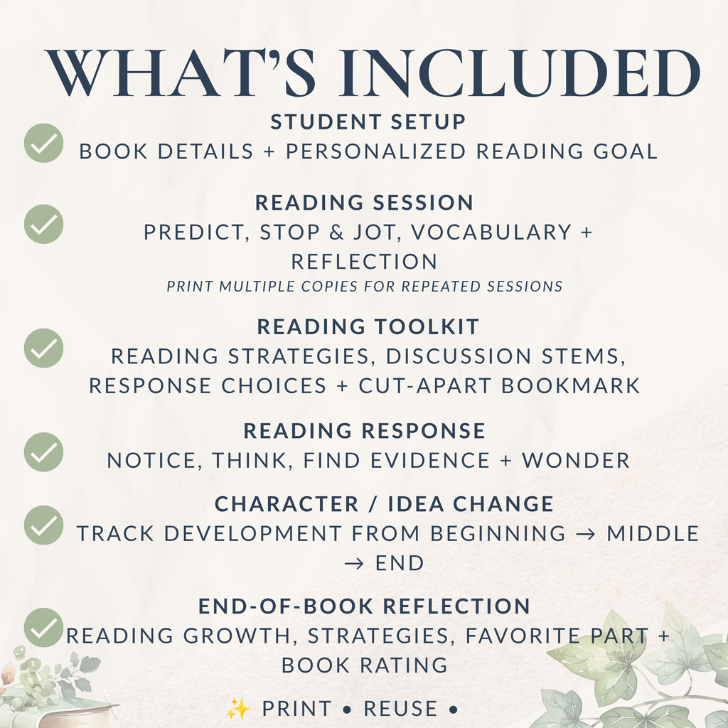 Guided Reading Workbook | Printable Reading Response Activities