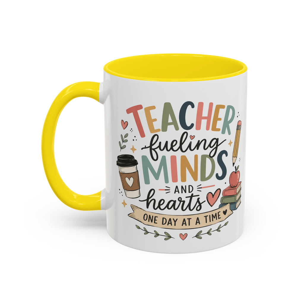 Teacher Fueling Minds & Hearts Mug | Color Accent Ceramic Mug