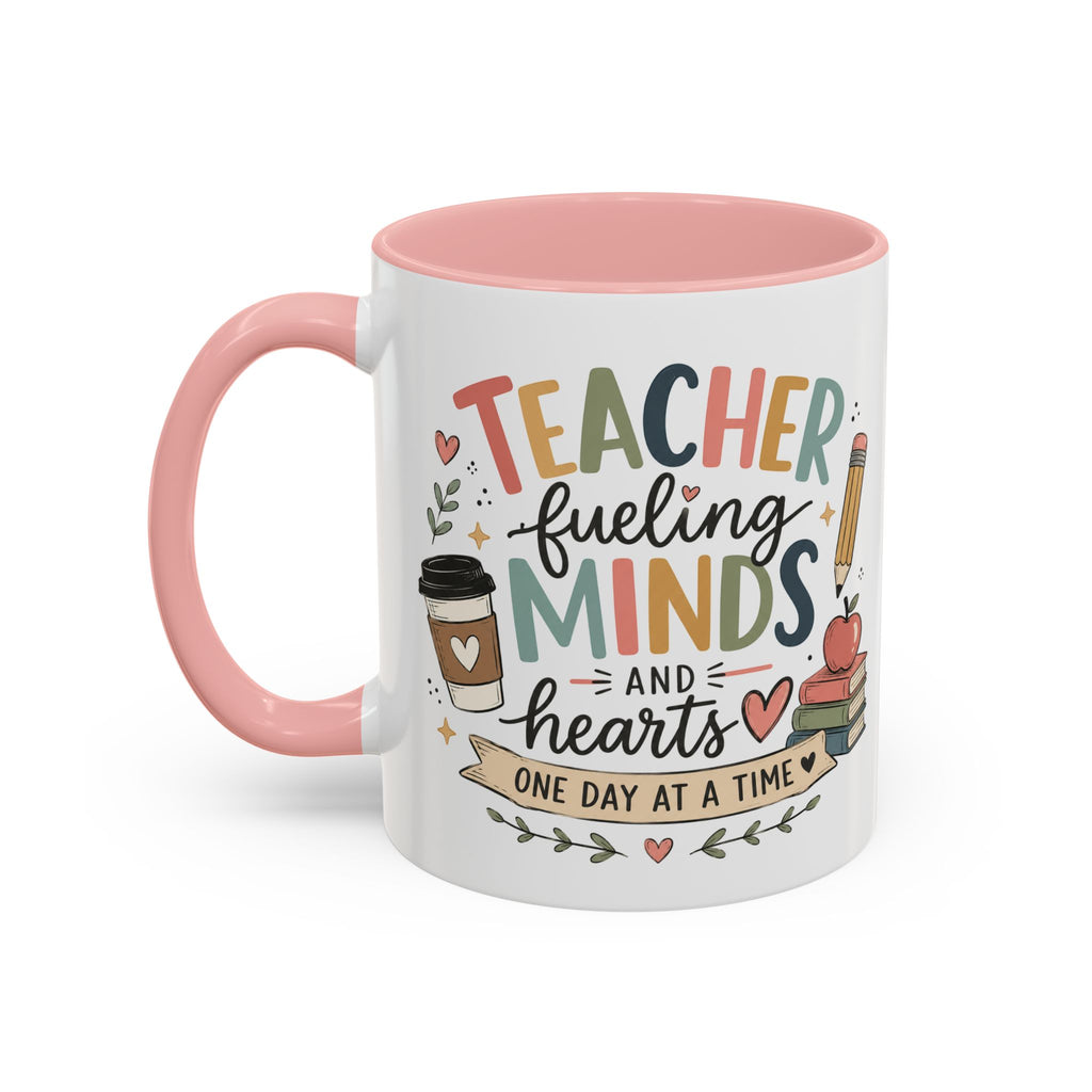 Teacher Fueling Minds & Hearts Mug | Color Accent Ceramic Mug