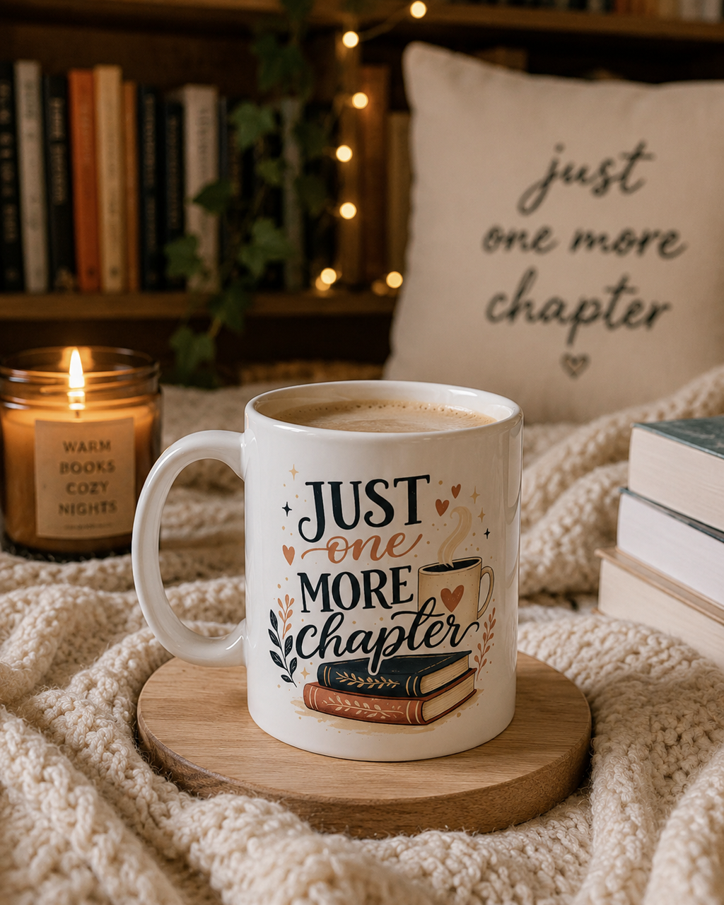 Just One More Chapter Bookish Mug | Cozy Reader Gift (11oz)