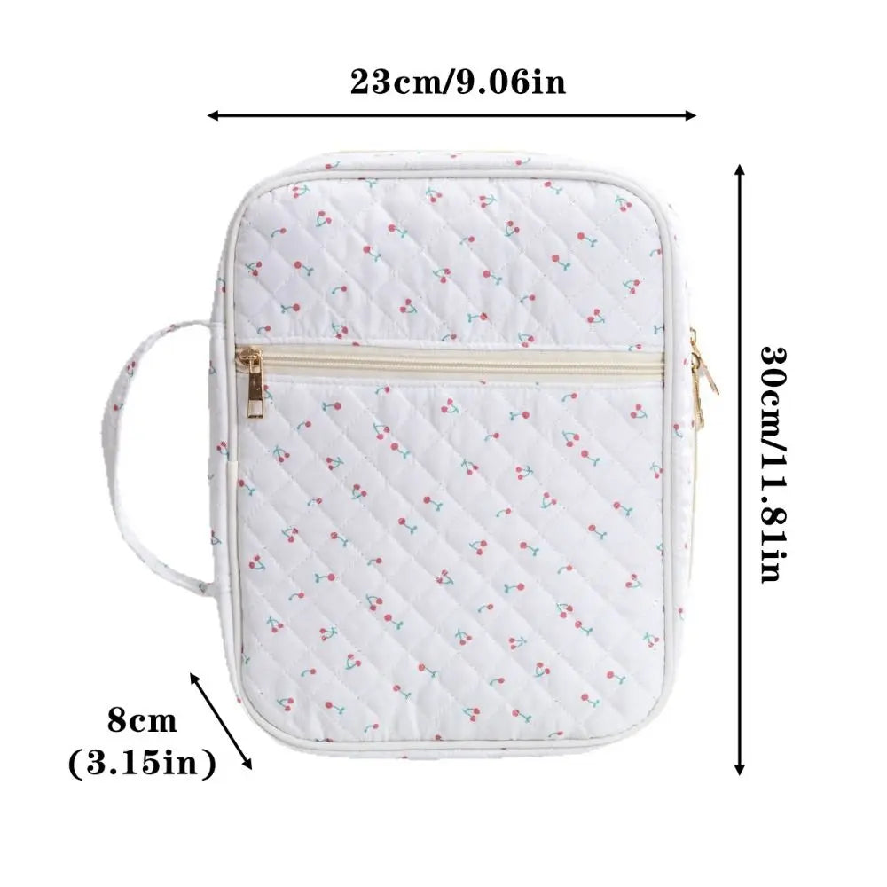 Quilted Floral Book Sleeve with Zipper | Padded Book Protector Case for Readers & Book Lovers