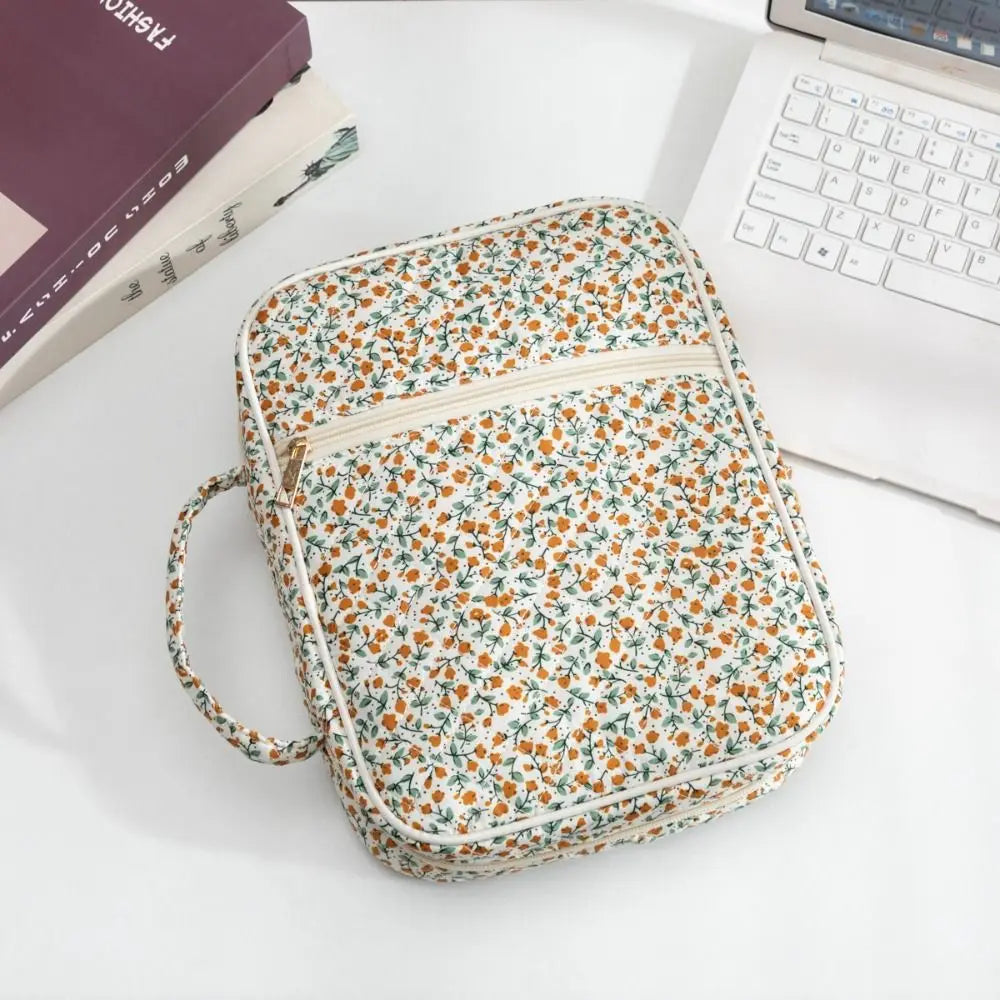 Quilted Floral Book Sleeve with Zipper | Padded Book Protector Case for Readers & Book Lovers