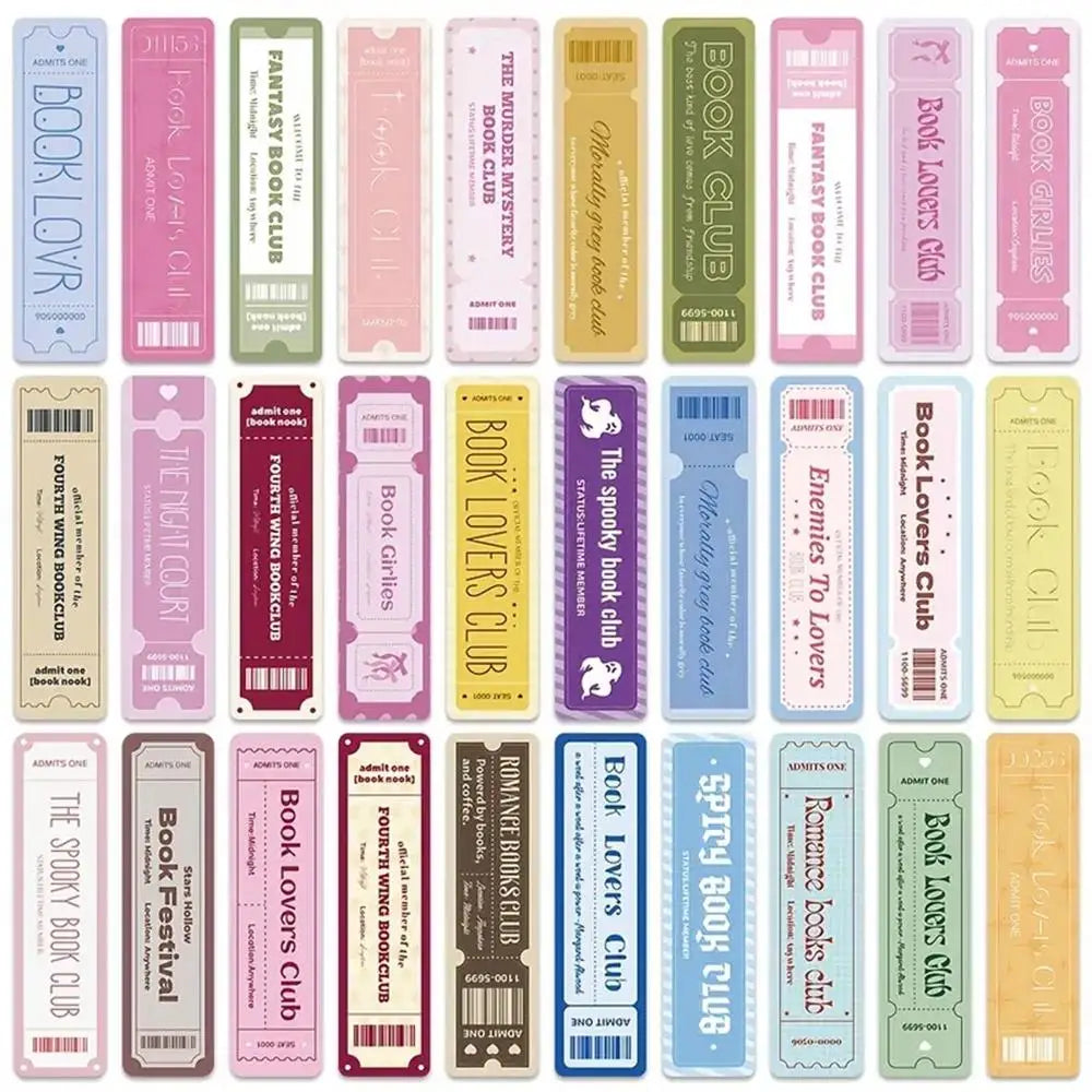 Vintage Ticket Bookmark Set | 30 Book Lover Bookmarks