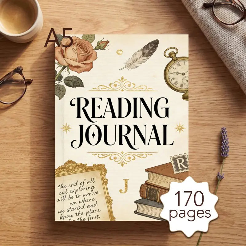 A5 Reading Journal | 170-Page Book Journal for Book Lovers & Reading Tracker