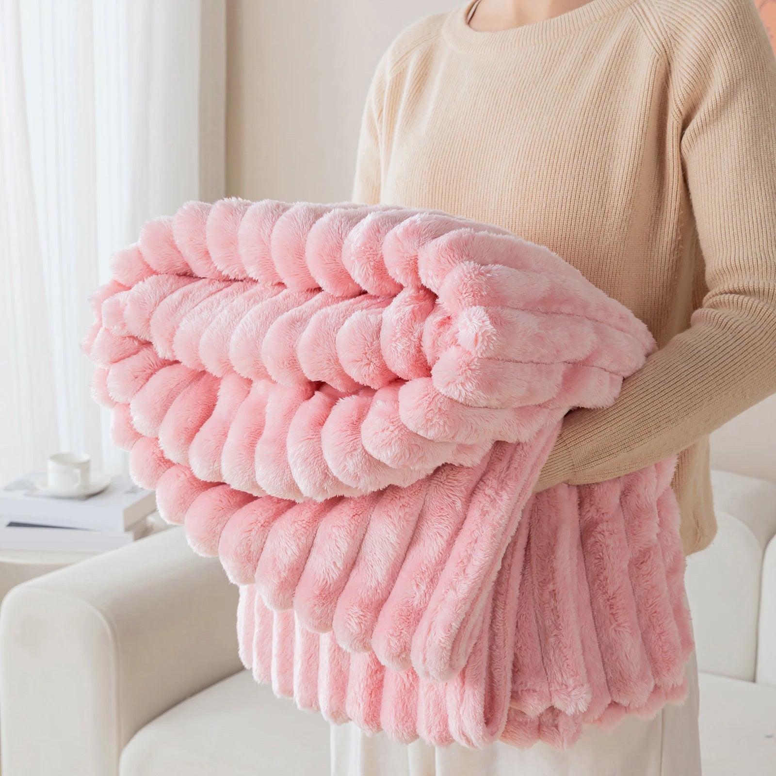 Chunky Plush Reading Blanket | Ultra-Soft Cozy Throw for Book Lovers