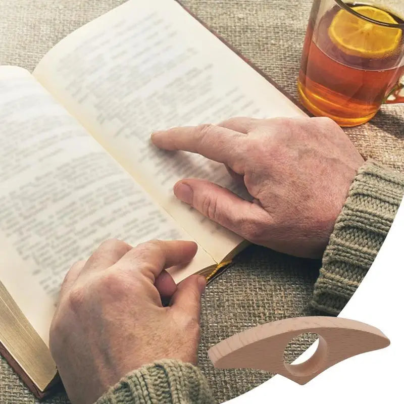 Wooden Thumb Book Holder | One-Handed Page Holder for Comfortable Reading | Book Lover Reading Accessory
