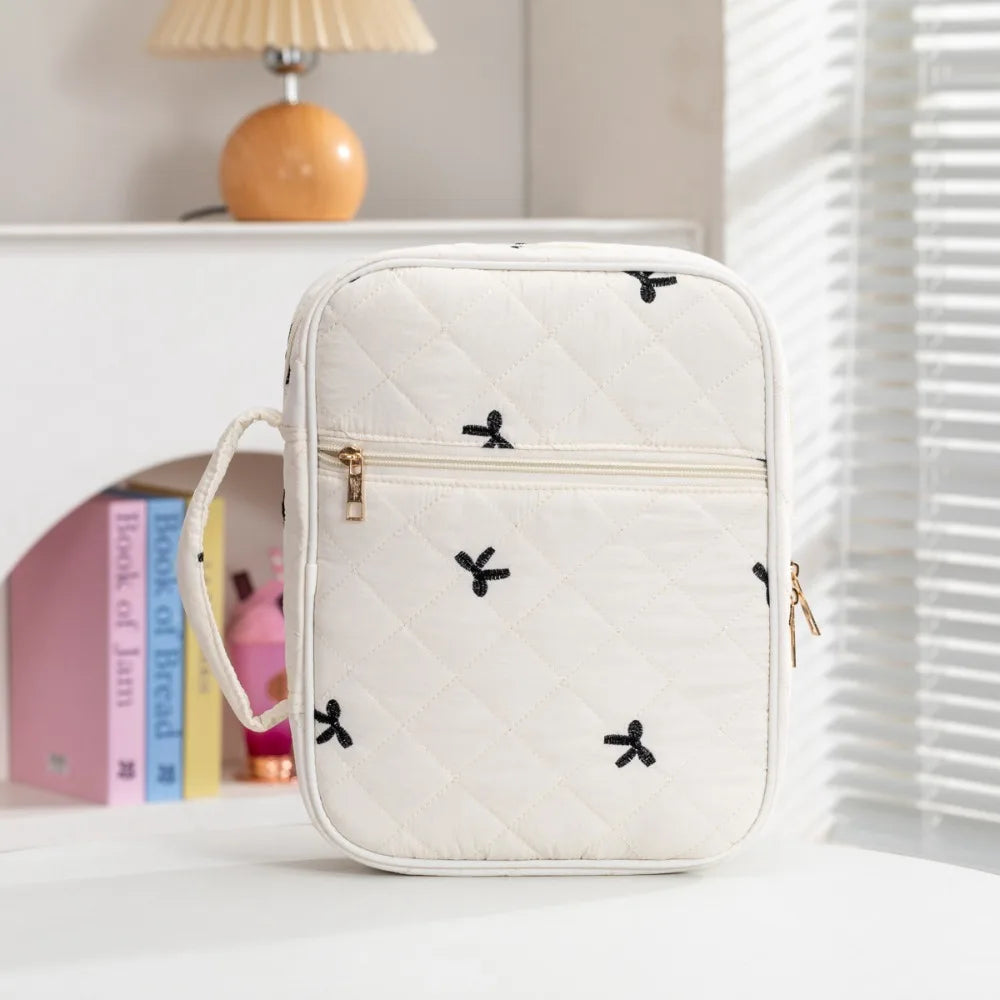 Quilted Floral Book Sleeve with Zipper | Padded Book Protector Case for Readers & Book Lovers
