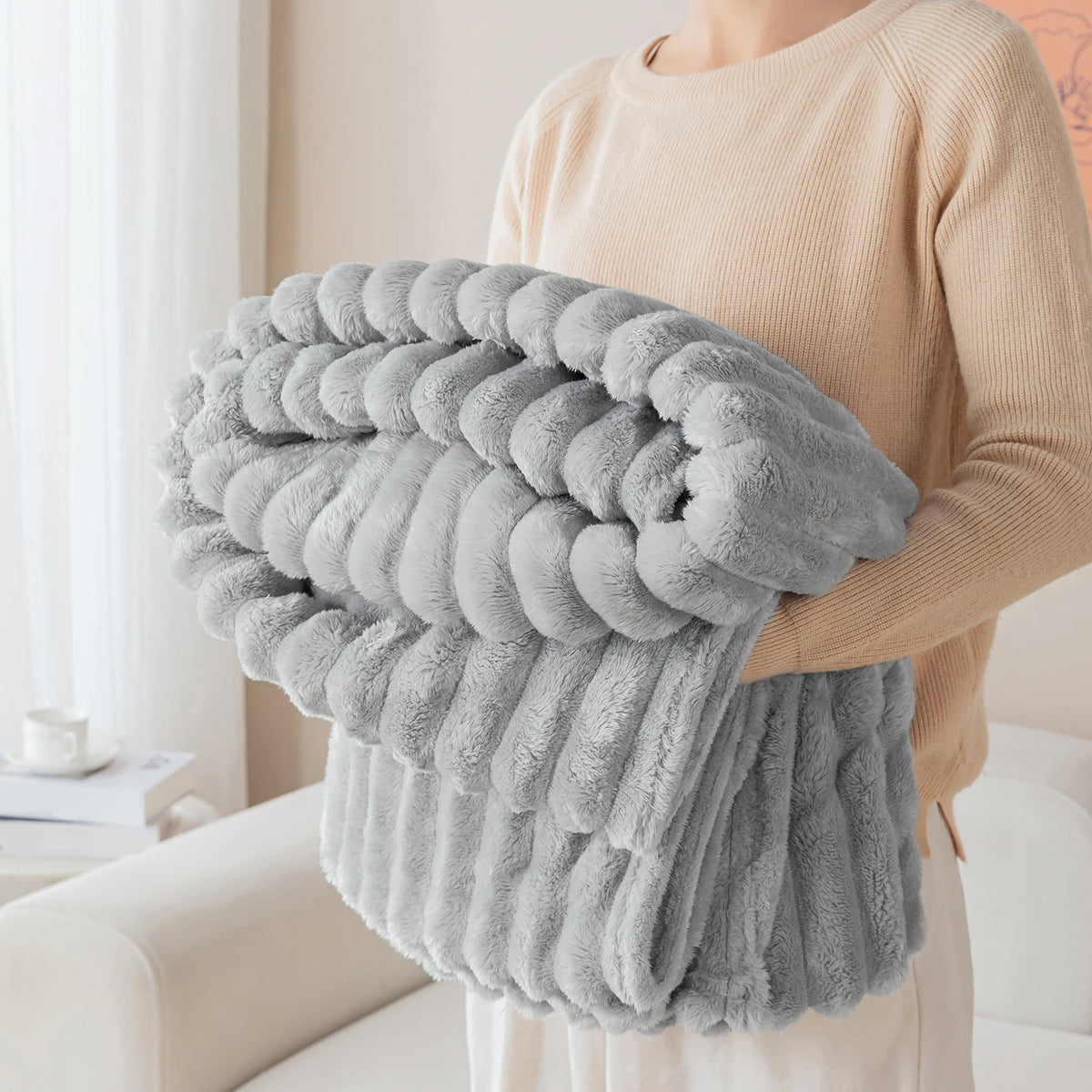 Chunky Plush Reading Blanket | Ultra-Soft Cozy Throw for Book Lovers