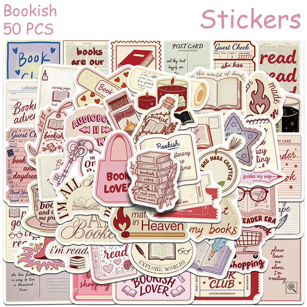 Cozy Reader Sticker Pack | 50 Bookish Vinyl Stickers