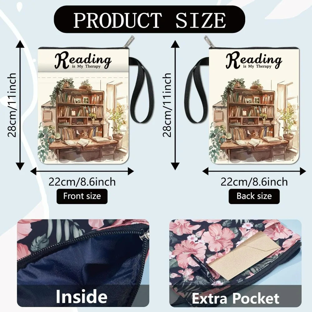 Cozy Bookshelf Book Sleeve with Zipper | Waterproof Book Protector Case for Paperbacks & Reading Journals