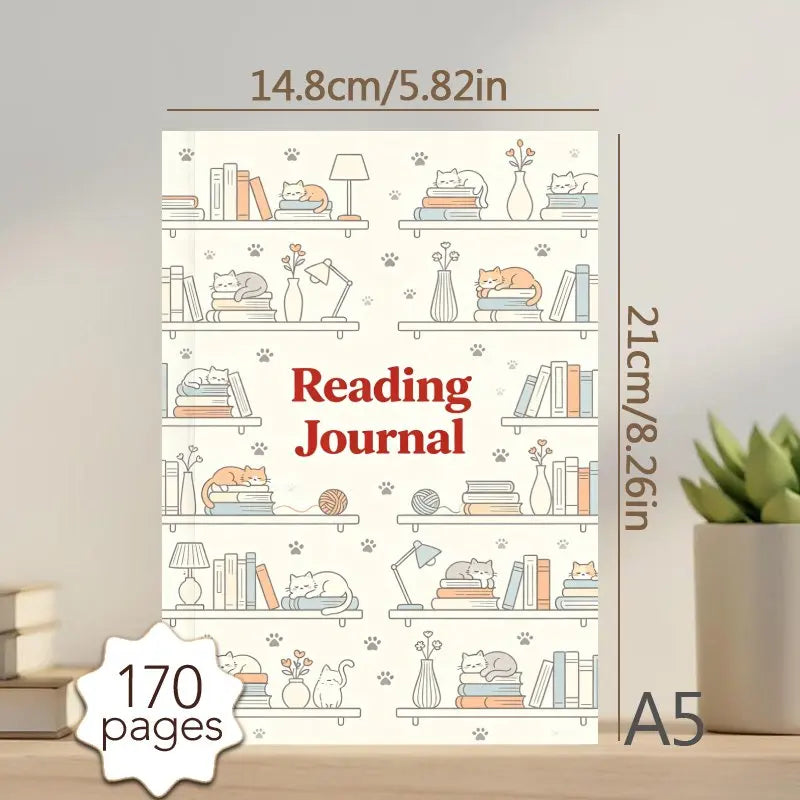 Cozy Reading Journal | A5 Hardcover Book Journal & Reading Tracker (170 Pages)