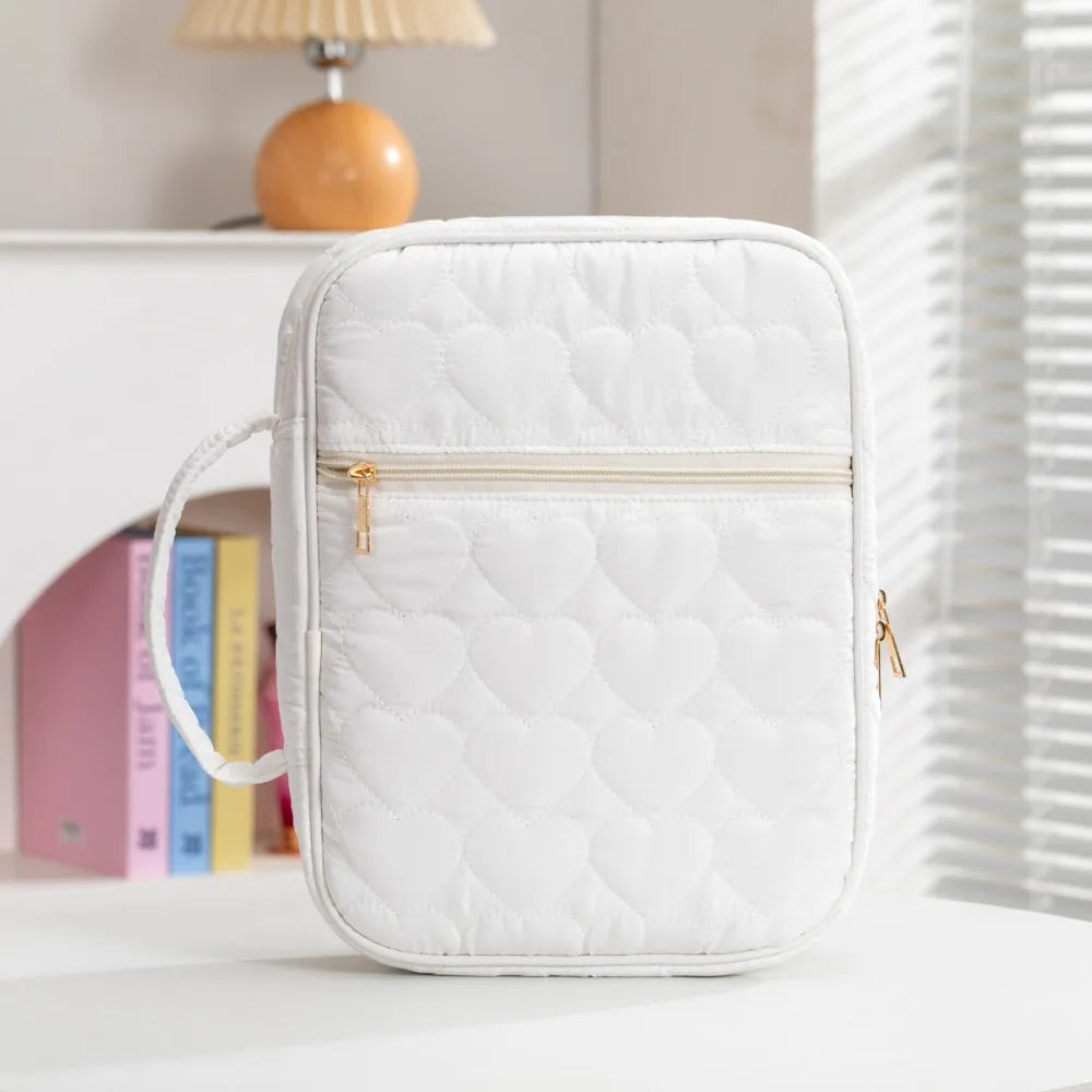 Quilted Floral Book Sleeve with Zipper | Padded Book Protector Case for Readers & Book Lovers