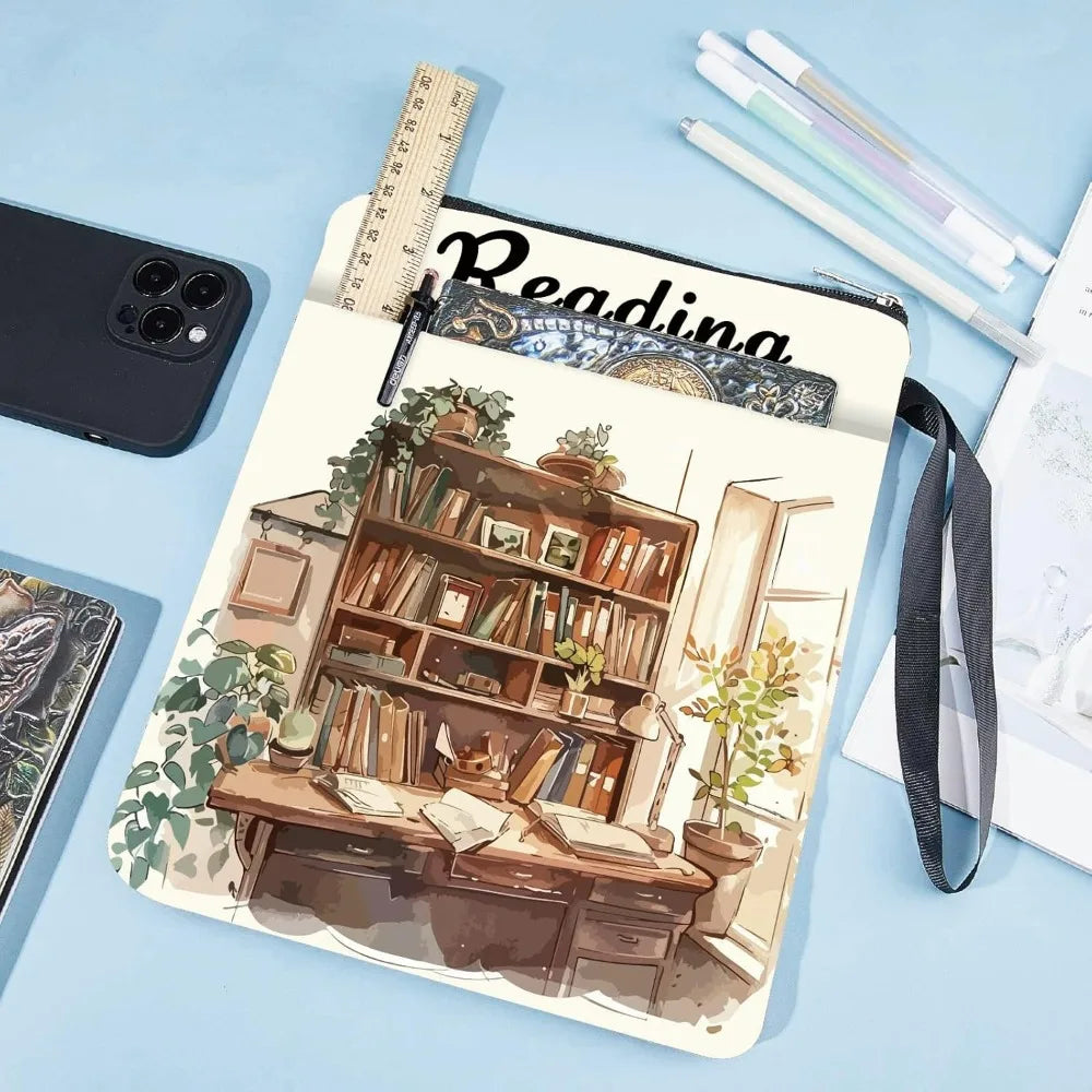 Cozy Bookshelf Book Sleeve with Zipper | Waterproof Book Protector Case for Paperbacks & Reading Journals
