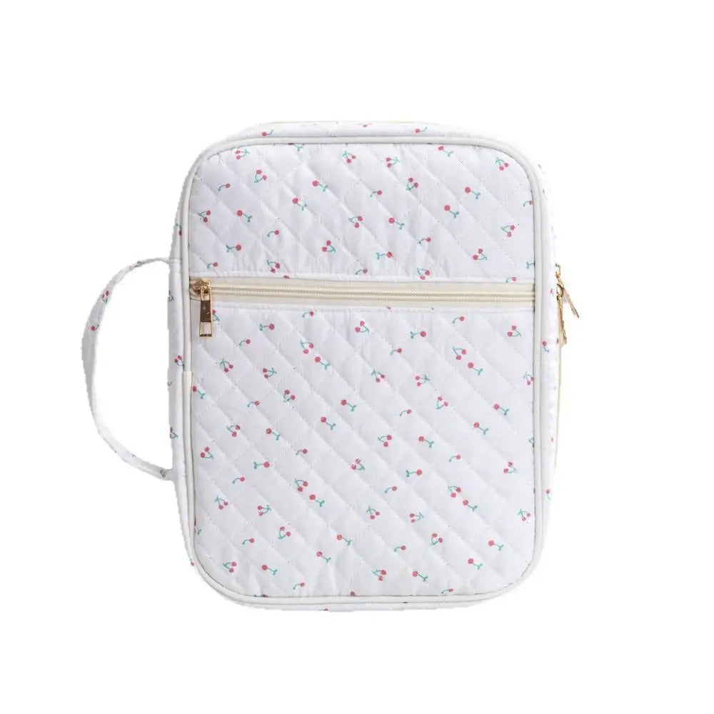 Quilted Floral Book Sleeve with Zipper | Padded Book Protector Case for Readers & Book Lovers
