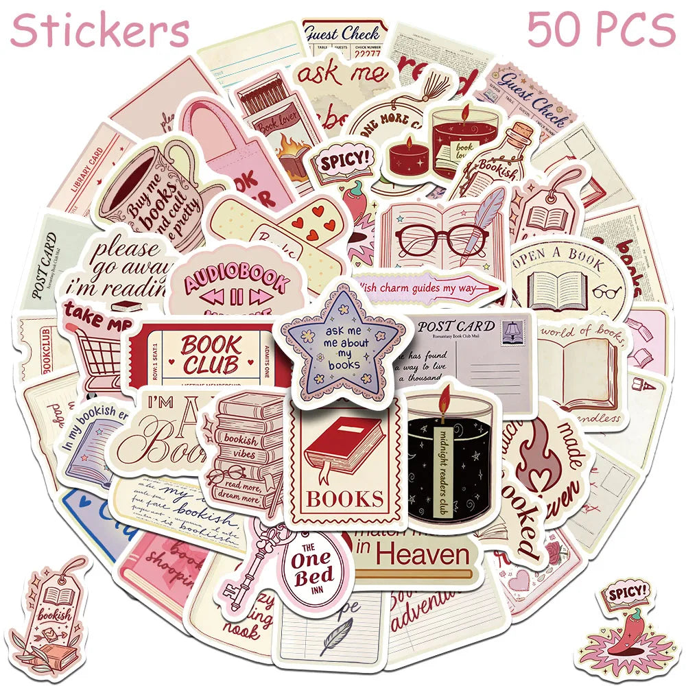 Cozy Reader Sticker Pack | 50 Bookish Vinyl Stickers
