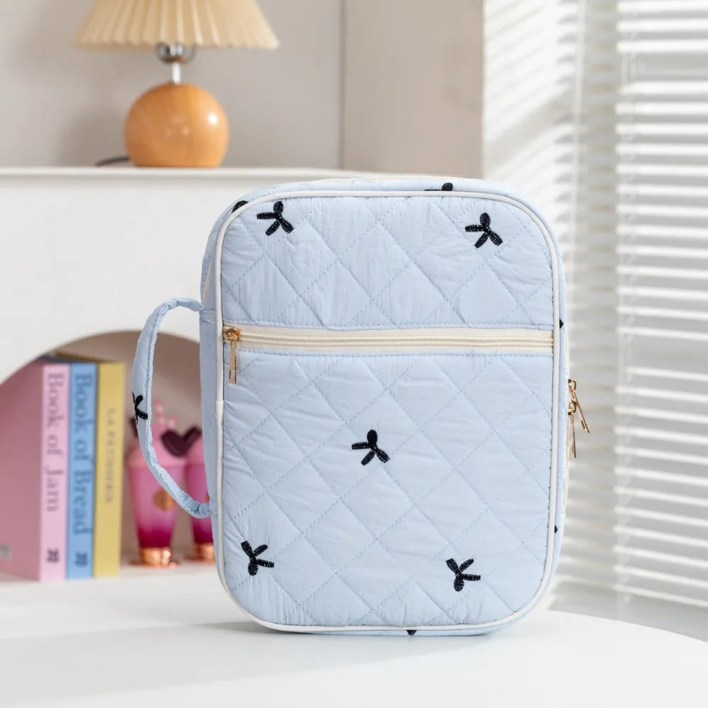 Quilted Floral Book Sleeve with Zipper | Padded Book Protector Case for Readers & Book Lovers