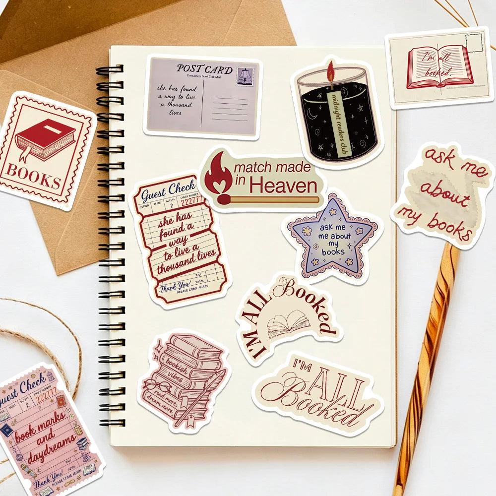 Cozy Reader Sticker Pack | 50 Bookish Vinyl Stickers