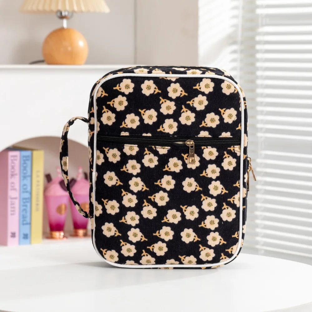 Quilted Floral Book Sleeve with Zipper | Padded Book Protector Case for Readers & Book Lovers