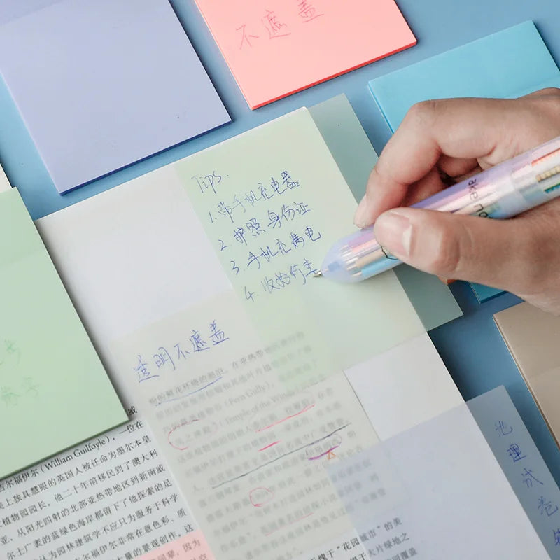 Transparent PET Sticky Notes for Book Annotation | Waterproof Reading Notes, Clear Page Markers & Study Memo Pad