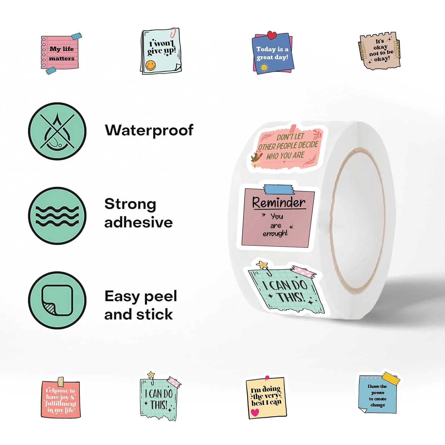500-Piece Motivational Sticker Roll | Classroom Reward Stickers