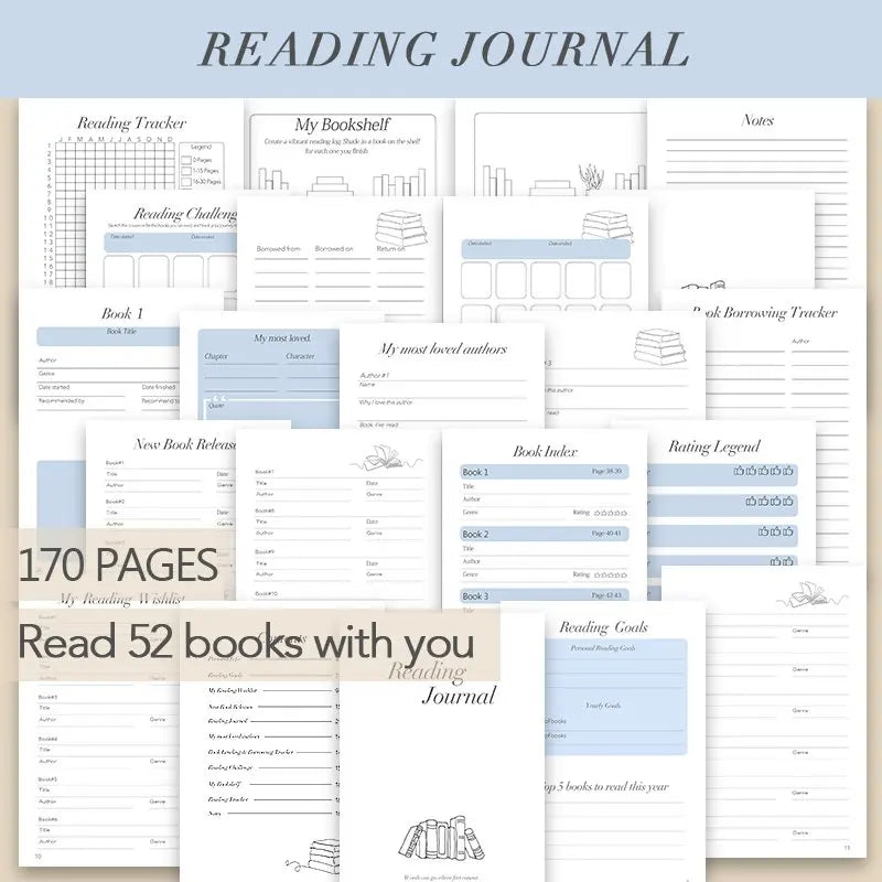 Cozy Reading Journal | A5 Hardcover Book Journal & Reading Tracker (170 Pages)