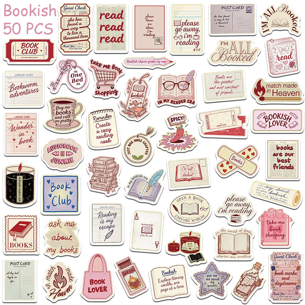 Cozy Reader Sticker Pack | 50 Bookish Vinyl Stickers