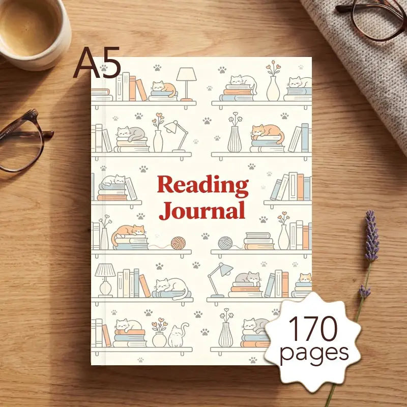Cozy Reading Journal | A5 Hardcover Book Journal & Reading Tracker (170 Pages)