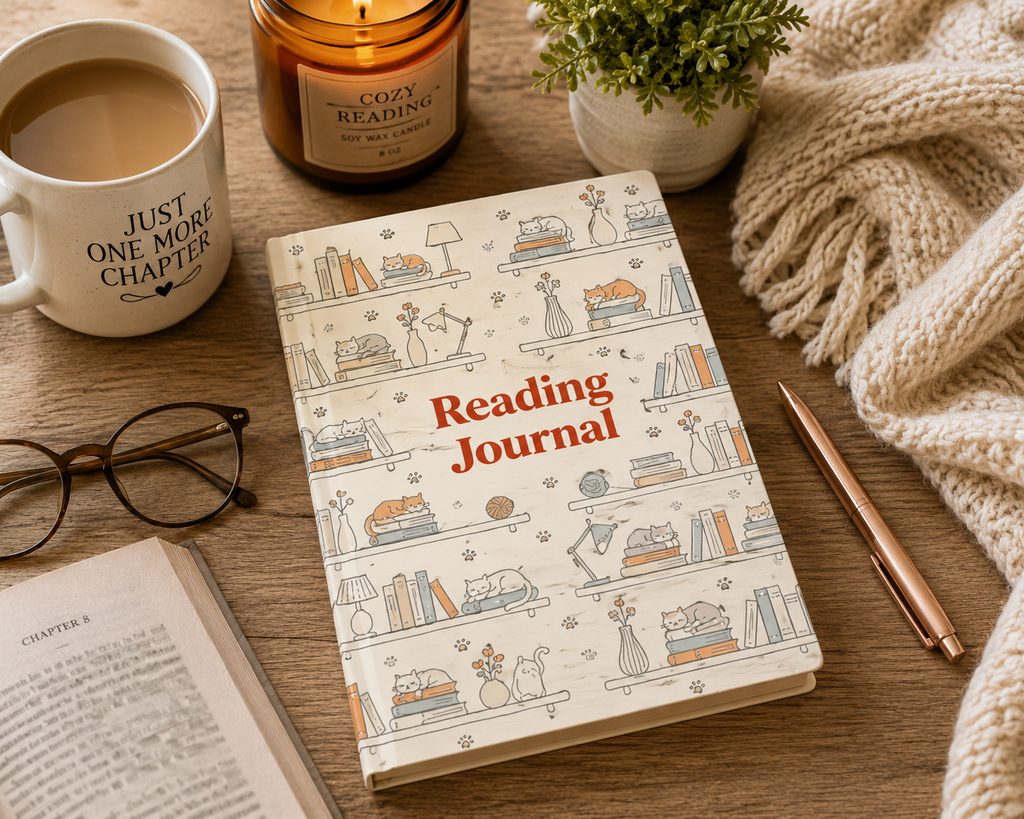 Cozy Reading Journal | A5 Hardcover Book Journal & Reading Tracker (170 Pages)