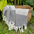 Diamond Stripe Turkish Throw Blanket | Cozy Reading Blanket | Neutral Home Décor | Gift for Book Lovers