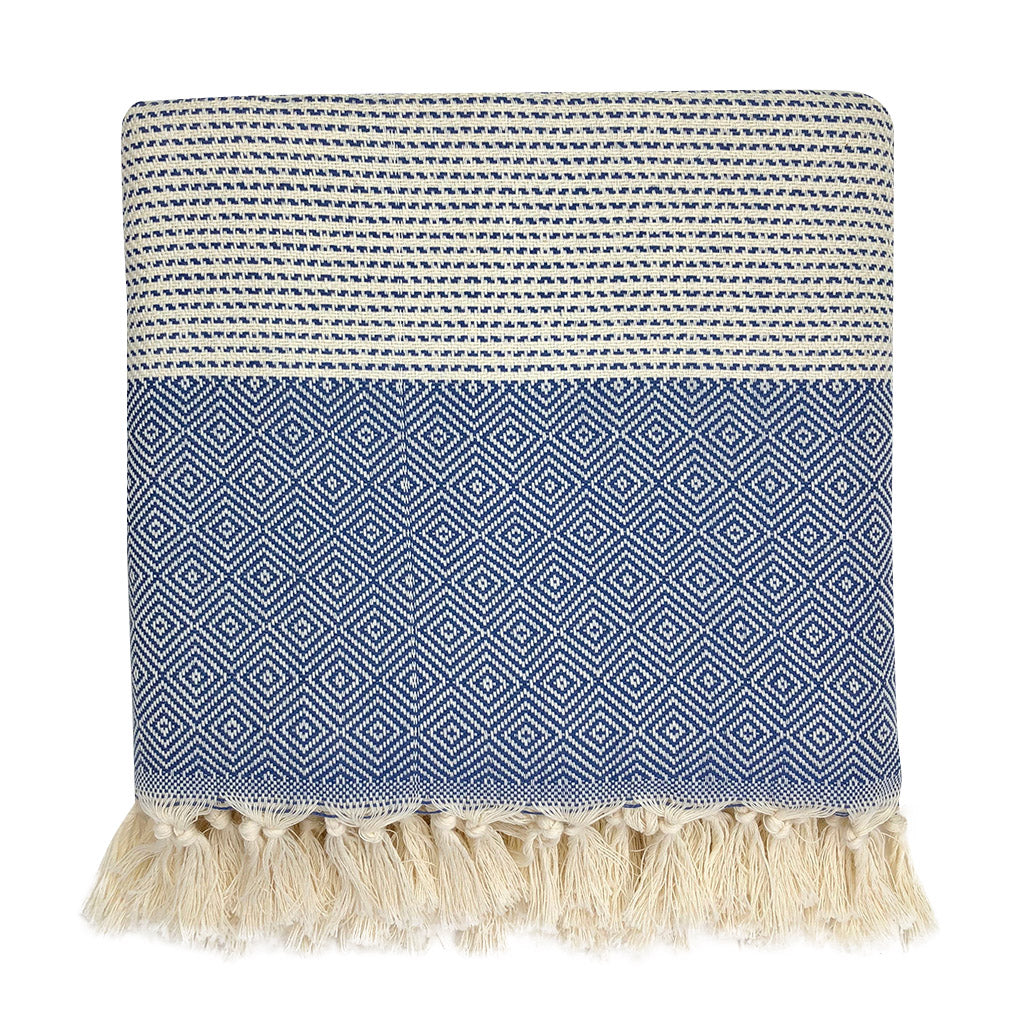 Diamond Stripe Turkish Throw Blanket | Cozy Reading Blanket | Neutral Home Décor | Gift for Book Lovers