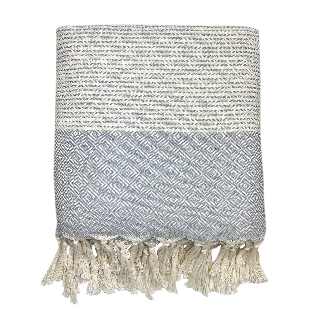Diamond Stripe Turkish Throw Blanket | Cozy Reading Blanket | Neutral Home Décor | Gift for Book Lovers