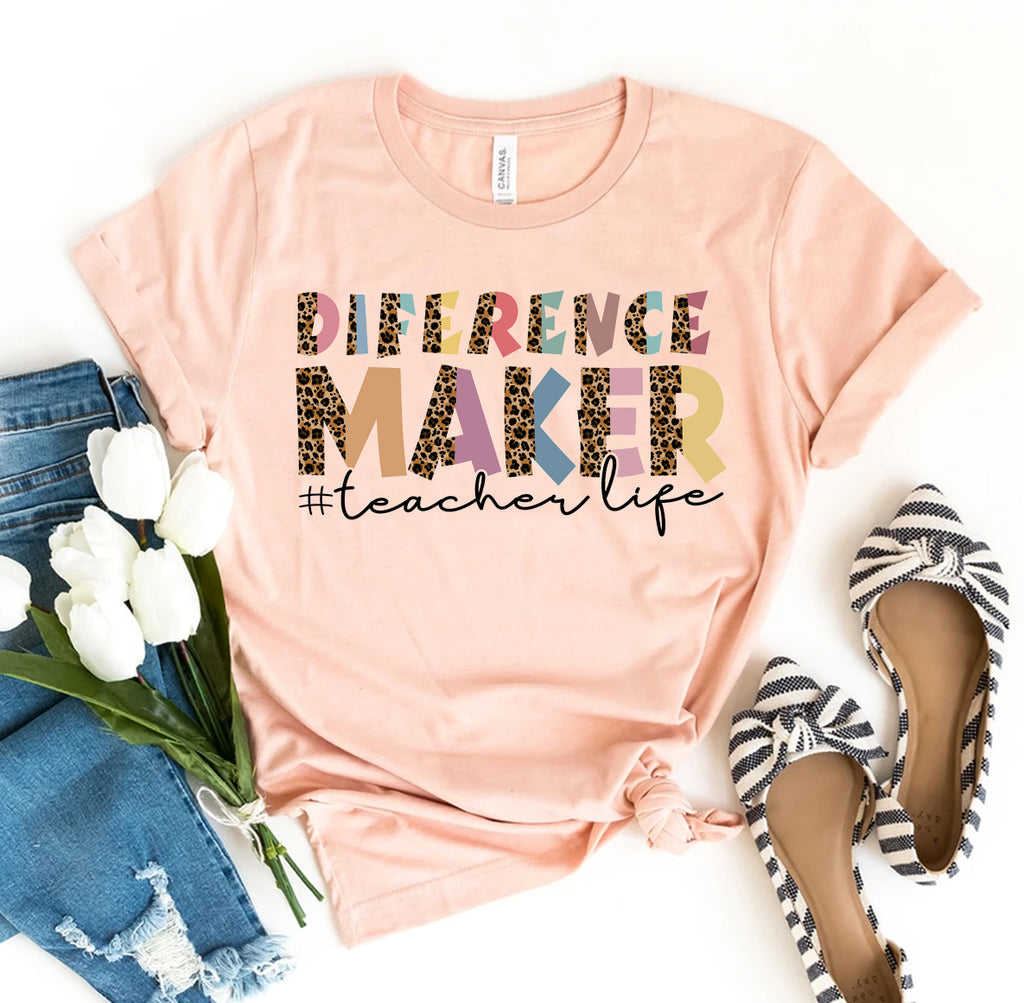 Difference Maker Teacher T-Shirt | Inspirational Teacher Tee, Back to School Gift