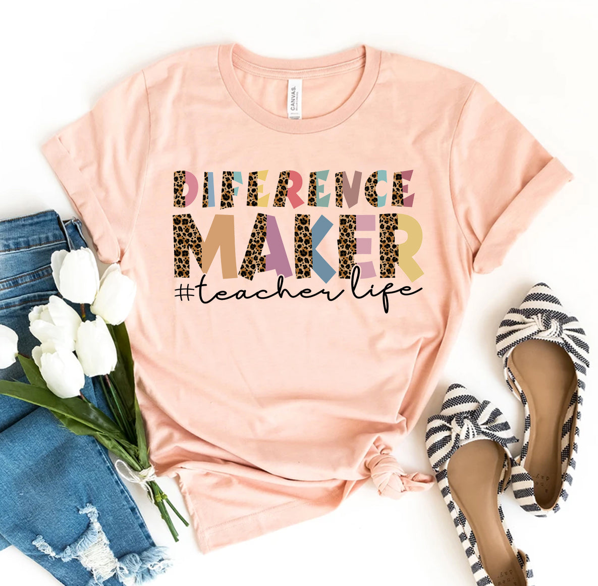 Difference Maker Teacher T-Shirt | Inspirational Teacher Tee, Back to School Gift